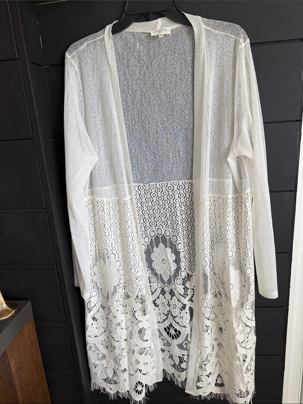 Siren Lily White Lace Open-Front Long Cardigan